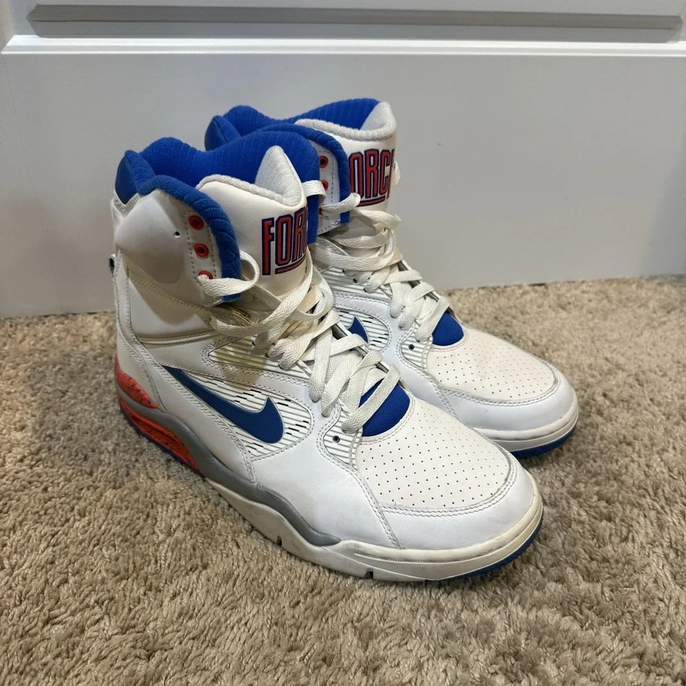 Nike Air Command Force Mens White Blue Orange Basketball Sneakers 684715-101 9.5
